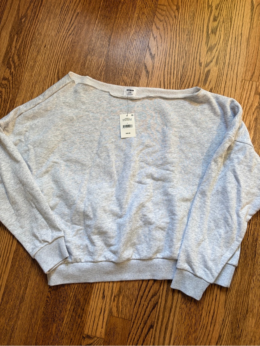 Cotton On Women's Light Gray Boatneck Sweatshirt
